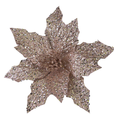 Rose Gold Sequin Poinsettia Clip