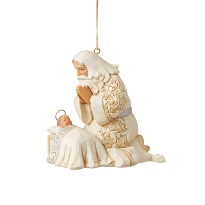 Santa Praying Over Baby Jesus Ornament