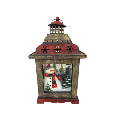 Wooden Snowman Lantern 11