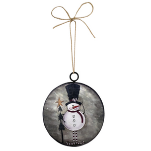 Snowman Ornament Metal Disc