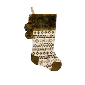 Brown Knit and Suede Stocking