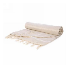 Striped Beige Throw with Fringe
