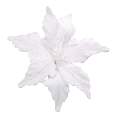 White Velvet Poinsettia Clip